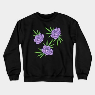 Purple roses with pot leaves Crewneck Sweatshirt